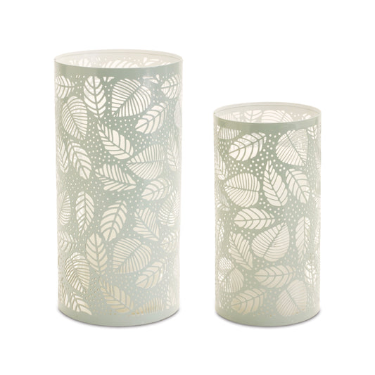Punched Metal Leaf Candle Holder (Set of 2)