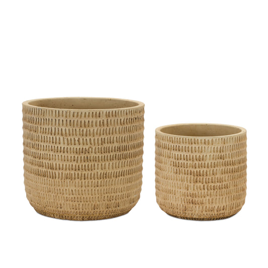 Etched Stone Planter (Set of 2)