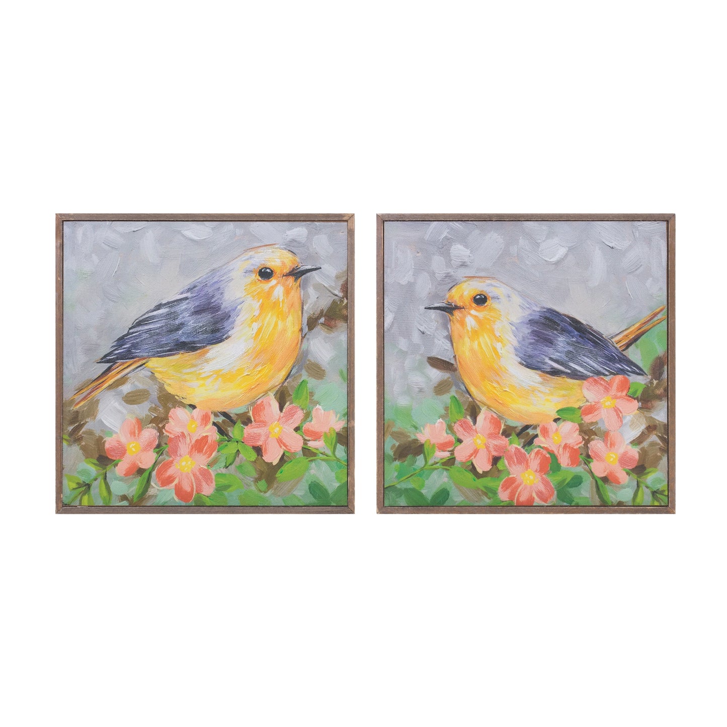 Framed Bird Canvas Block (Set of 4)