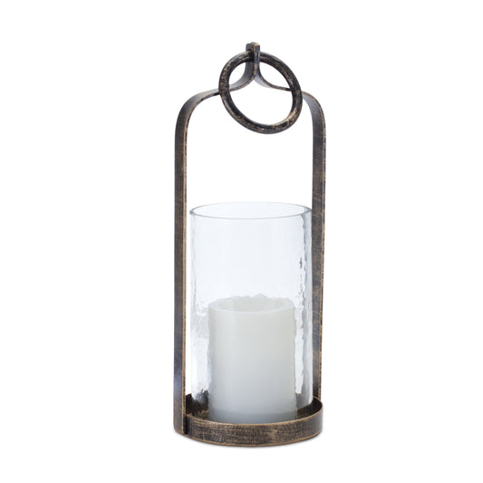 Iron Framed Hurricane Candle Holder 13"H