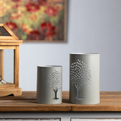 Punched Metal Tree Candle Holder (Set of 2)