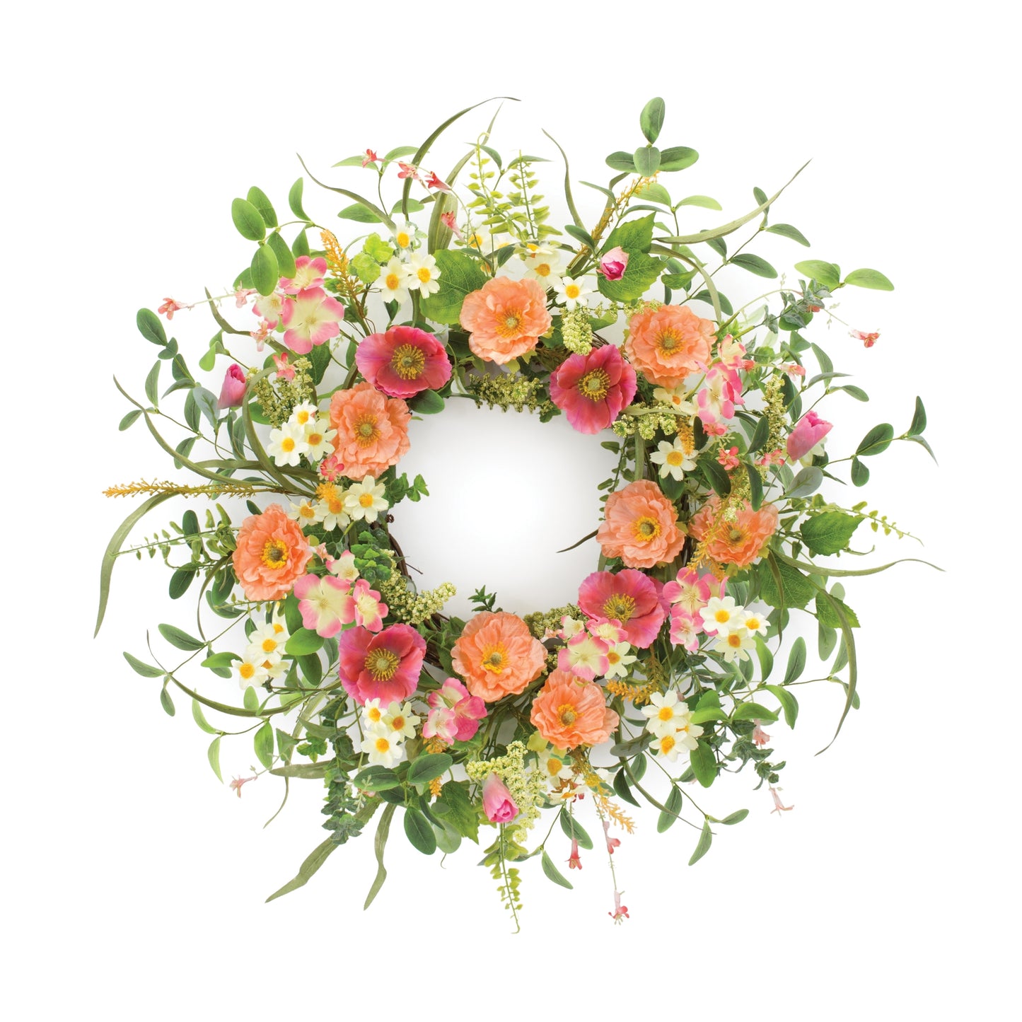 Mixed Poppy Floral Wreath 22"D