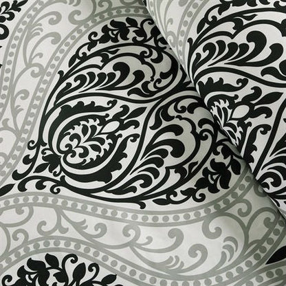 California King size 5-Piece Black White Damask Comforter Set