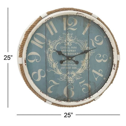 Vintage Style 25-inch Nautical Blue Wall Clock