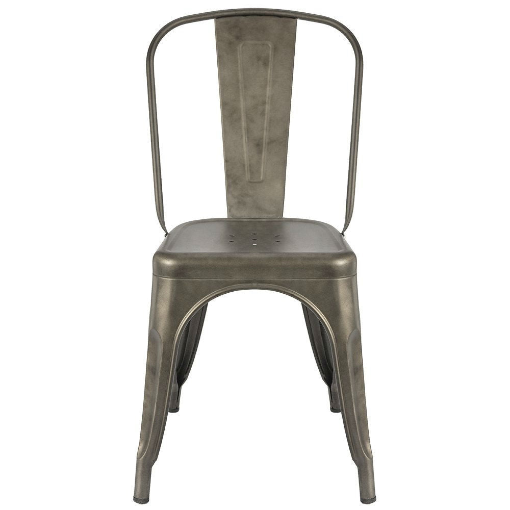 Set of 4 - Stackable Modern Cafe Bistro Dining Side Chair in Gun Metal Finish