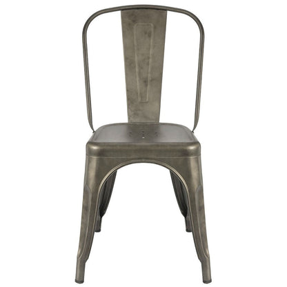 Set of 4 - Stackable Modern Cafe Bistro Dining Side Chair in Gun Metal Finish