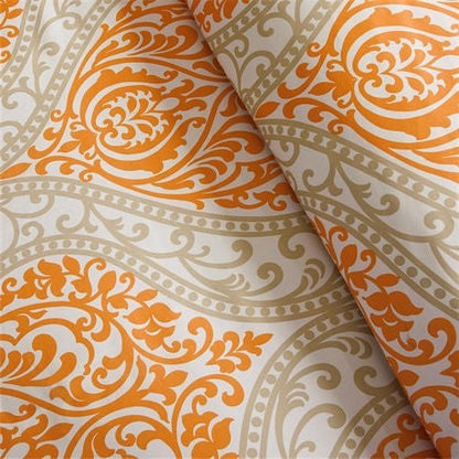 Queen size 5-Piece Orange Damask Print Comforter Set