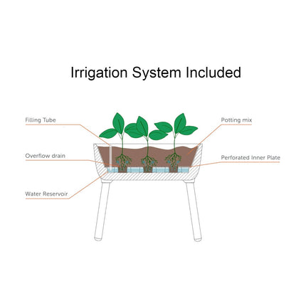 White Scandinavian Elevated Raised Smart Drainage Planter Bed