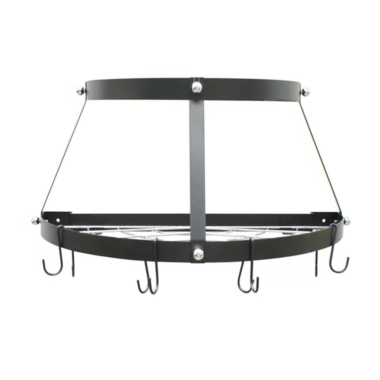 Modern Wall Mounted Enameled Double Shelf Pot Rack in Black